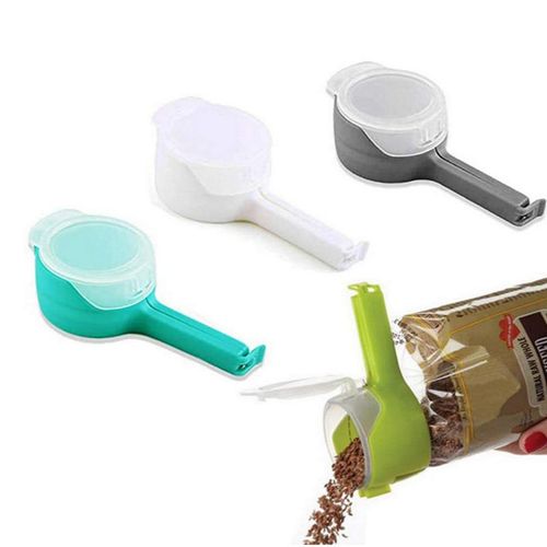 Foldable plastic bag clips for pouring kitchen food storage mouth organization tippable dry food storage sealant