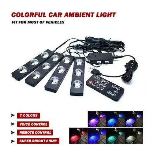 Car Light Emitting Diode Atmospheric Strip Light RGB Star DJ Music Ambient Sound Active Function Remote Sound Control Laser Indoor Footlights