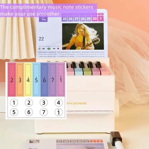 Swiftie 2025 Mini Piano Desk Calendar with 52 Playable Melodies Musical Gift for Kids Birthday and Anniversary Model Toy Style