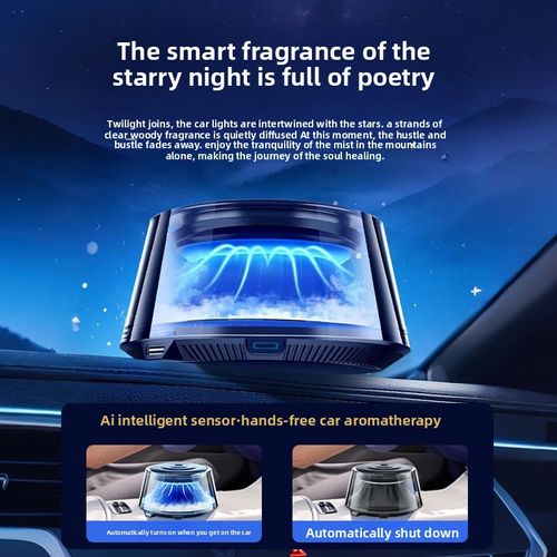 Multi-color interchangeable car air freshener dispenser with smart mist visualization, automatic spraying, and a luxurious feel.