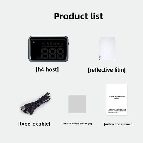 Universal H4 HD Speed Display Car Windshield HUD GPS Compass LCD Speedometer Dashboard with High-Speed Display