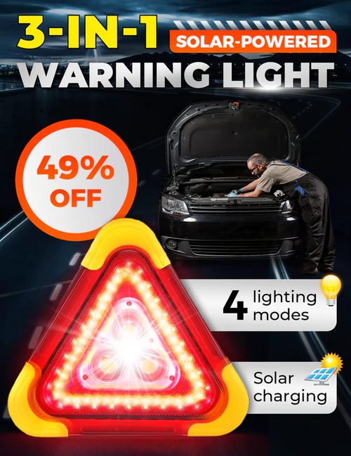🔥2025 New Arrival🔥3-IN-1 Solar Emergency Triangle Warning Light at the Roadside（Large size: three lights）