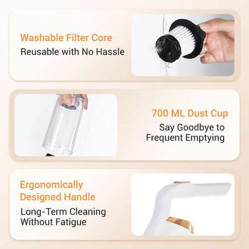 Great for cleaning house and car. 🏠Easily vacuums away dirt, dust and debris. ⚡Cleans everywhere, no tangle of cords. 🧹For floors, carpets and upholstery. 📦Lightweight and hassle-free for daily use.👉