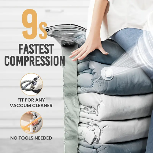 Cube Pump Free Design Vacuum Clothes Bags 80% Saving Space for Clothing Bedding Zipper Compression Seal Vacuum Storage Bags