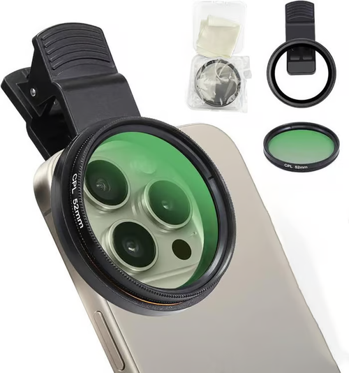 52mm Clip-0n CPL Phone CameraLens Filter Kit, Circular PolarizerPolarizing Filter Compatible with Mostcell phones