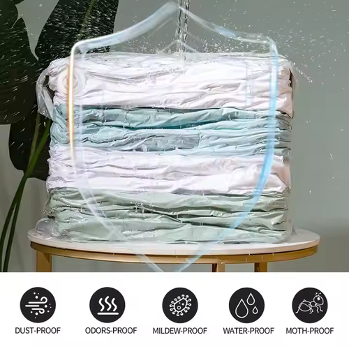 Cube Pump Free Design Vacuum Clothes Bags 80% Saving Space for Clothing Bedding Zipper Compression Seal Vacuum Storage Bags