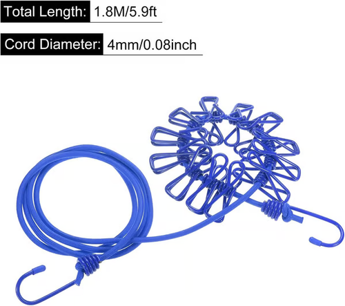 ☀️Retractable Portable Clothesline, Travel Clothesline with 12 Clothespins for Indoor Laundry Drying, Outdoor Camping Accessories