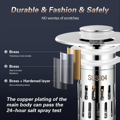 No more clogged drain pipes! This stainless steel drain stopper is everything your sink or tub needs! Isolate odor and prevent cockroaches