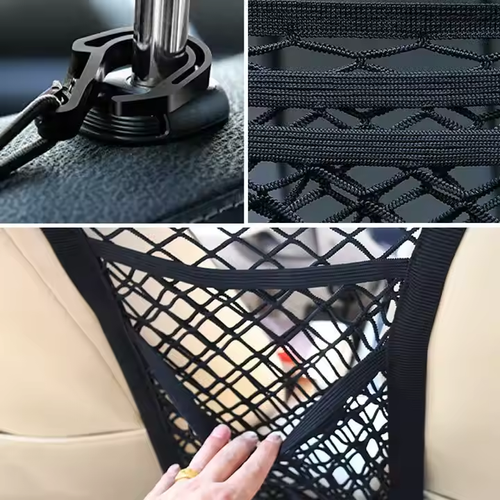 2025 Cheap Car Trunk Organizer Seat Back Elastic Mesh Net Multi Layer Storage Bag Car Accessories Car Mesh Pocket Between Seats