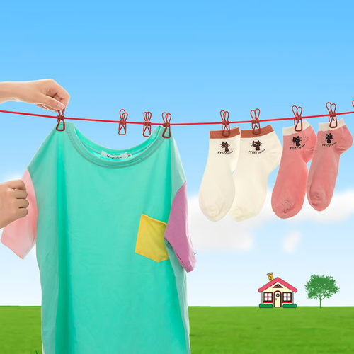 ☀️Retractable Portable Clothesline, Travel Clothesline with 12 Clothespins for Indoor Laundry Drying, Outdoor Camping Accessories