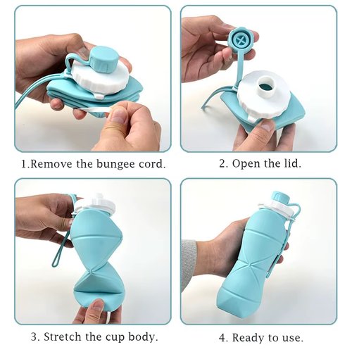 Travel portable leak-proof foldable water bottle