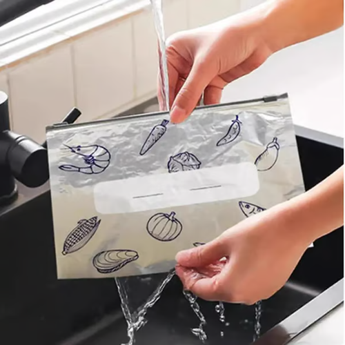 ✨Reusable Aluminum Foil Sealable Storage Bags, 2026 New Resealable Vacuum Zipper Pouches for Food, Stand Up Foil Sealable Bags with Label and Zip Lock for Vegetable Fruit Meat(30pcs )
