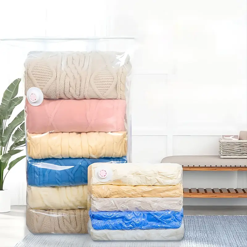 Cube Pump Free Design Vacuum Clothes Bags 80% Saving Space for Clothing Bedding Zipper Compression Seal Vacuum Storage Bags