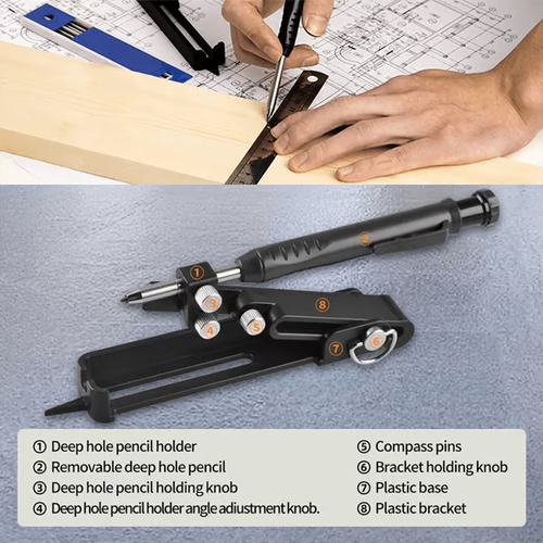 🔥Crayon de Construction Multifonctionnel Outil De -Scriber Tool（Alloy base stand with pen）