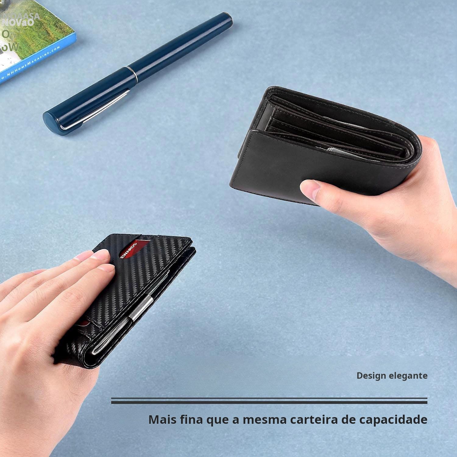 Fibra de carbono anti-roubo escova europa e américa homens carteira multi-cartão posição cartão saco clipe