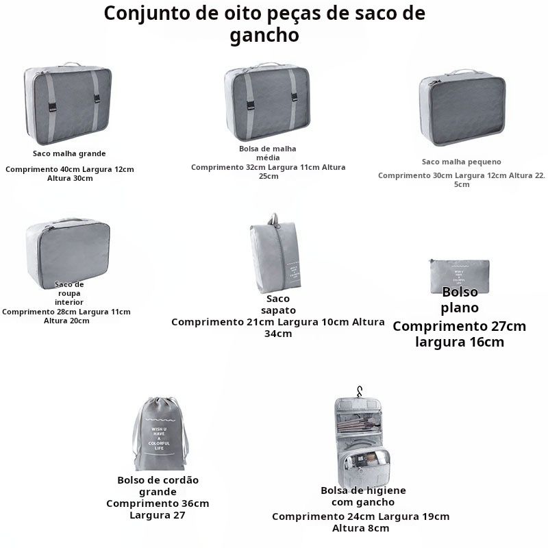Kit de armazenamento de viagem 8 peças
