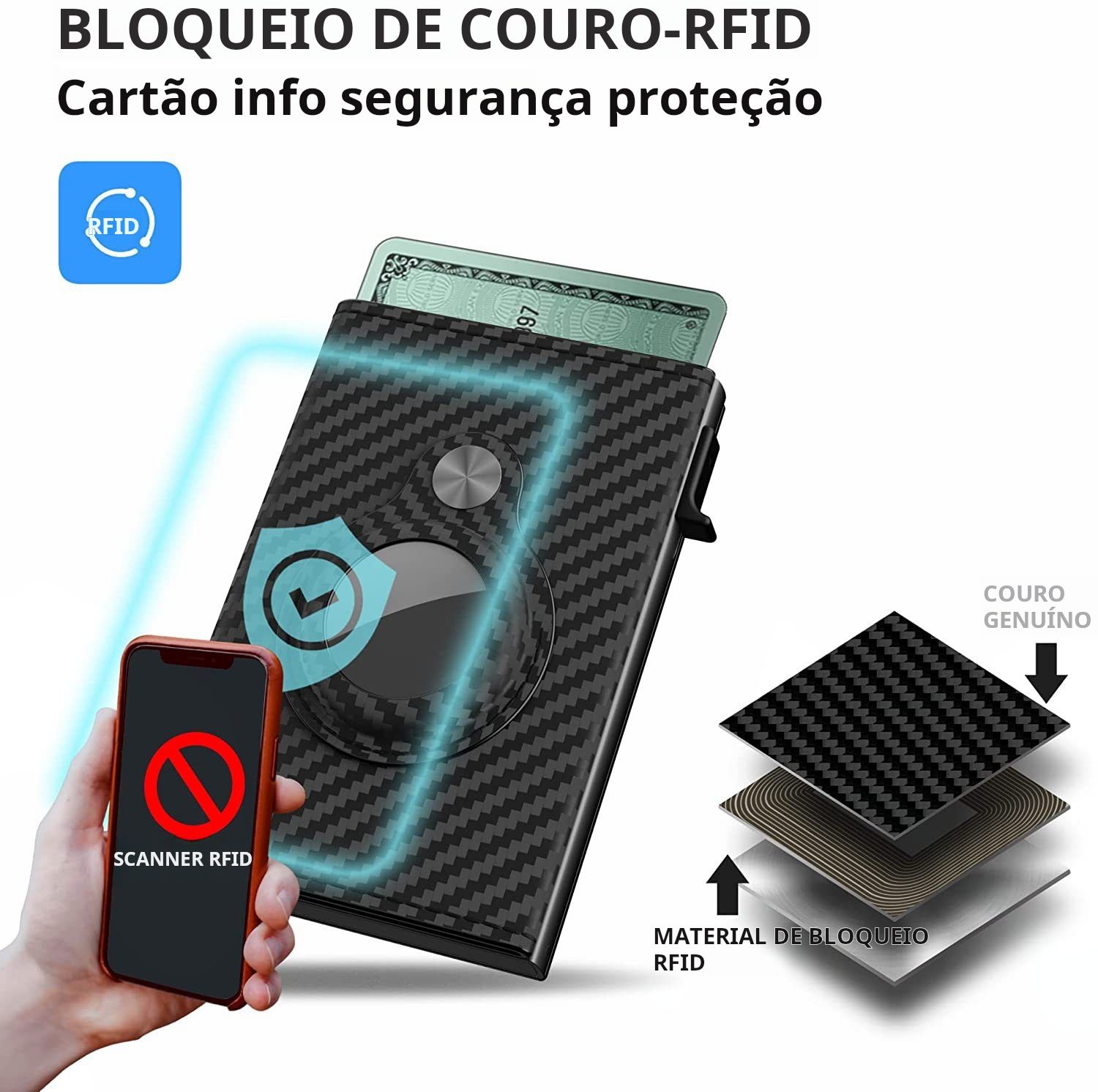 Mens 3 folding magnetic sucção carteira