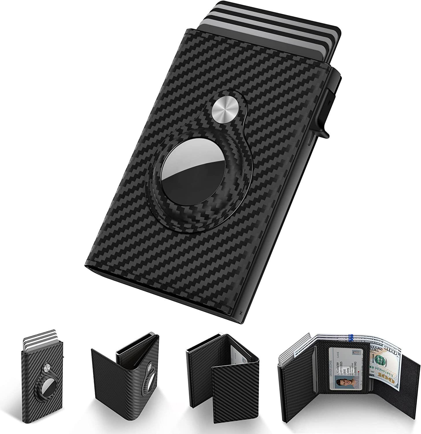 Mens 3 folding magnetic sucção carteira
