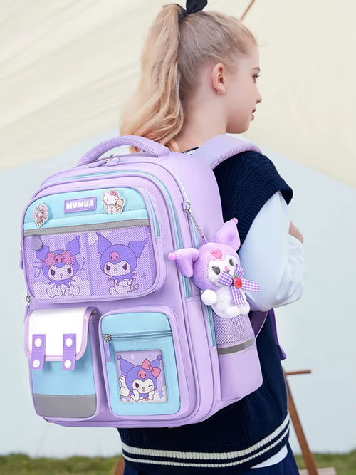 In Stock, Big Sale! Kuromi Kids Backpack Waterproof Ergonomic Lightweight Large Capacity Schoolbag 42*31*17cm