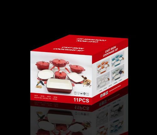 In Stock! 11PCS Enamel Cast Iron Cookware Set 🍳 7 Pots – Casserole, Seafood Pot, Frying Pan, Baking Tray & Milk Pot!