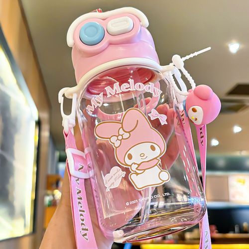 In Stock, Big Sale! Sanrio Children's Water Cup Straw Cup Kuromi Portable Double - drinking Cup for School Use