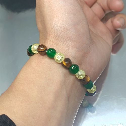 Natural Tiger Eye, Green Agate & Citrine Multi-Energy Bracelet | Attracts Wealth, Boosts Luck & Protects Safety