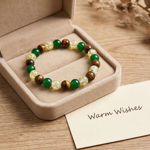 Natural Tiger Eye, Green Agate & Citrine Multi-Energy Bracelet | Attracts Wealth, Boosts Luck & Protects Safety