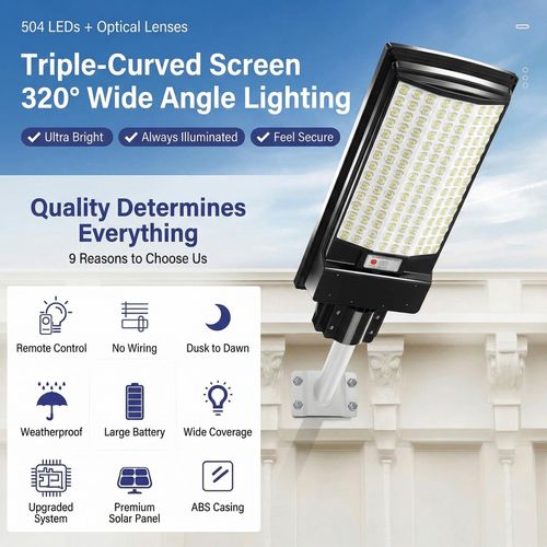 504 LEDs Solar Light | Big Battery | Waterproof Outdoor Street Lamp