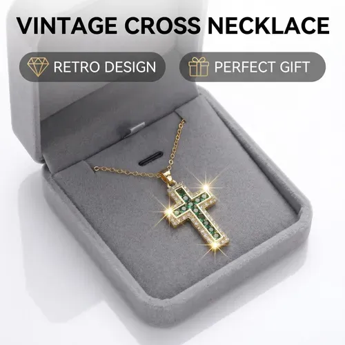 Christian Holy Cross, Titanium Set Green Moissanite, Guard Faith & Peace