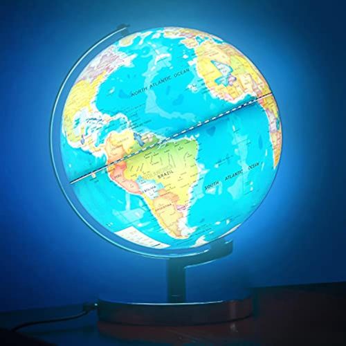 Illuminated World Globe for Kids & Adults All Ages High Clear Map, Colorful HD World Map Details,   You can see everything wheather the lights are on or off