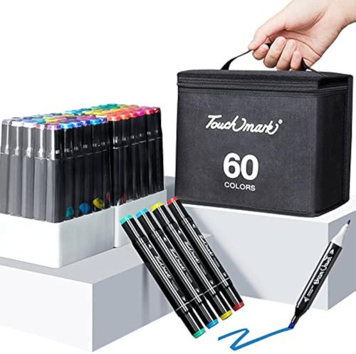 Alcohol Markers, 60 Classic Colors Dual Brush Tip Permanent Art Markers, Coloring Marker, for Book Painting Card Making, Suitable for people of all ages