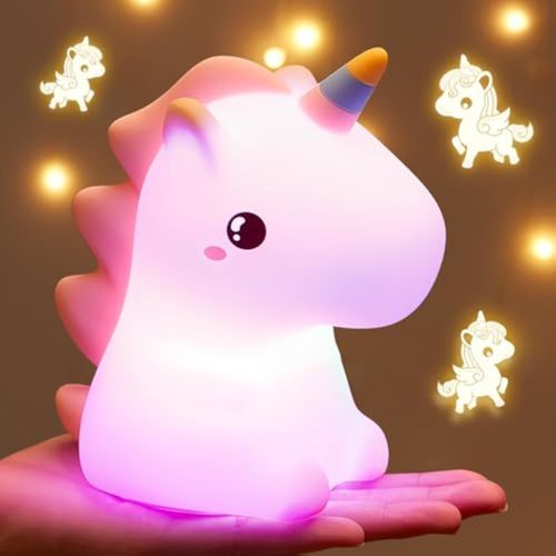 Unicorn Toys, Night Light for Kids Night Light, Silicone+Dimmable+12 Hours Use Nightlight for Kids Room, Cute Gifts for Baby, Toddler Girl Room Decor