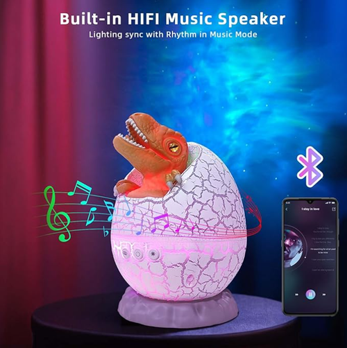 Dinosaur Egg Starlight Projection Lamp - Bluetooth Speaker, White Noise sleep, 360° Adjustable Starry,Nebula,Sky light Projector with remote,Timer function, USB Powered, Dinosaur Egg projector for kids Adults