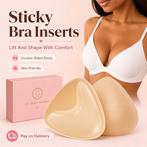 Adhesive Bra Pads, Push Up Sponge Breast Inserts, Double Sided Sticky Bra Pads, Thick Triangle Invisible Bra Inserts for Small Bust, COD Free Shipping, Pay on Delivery
