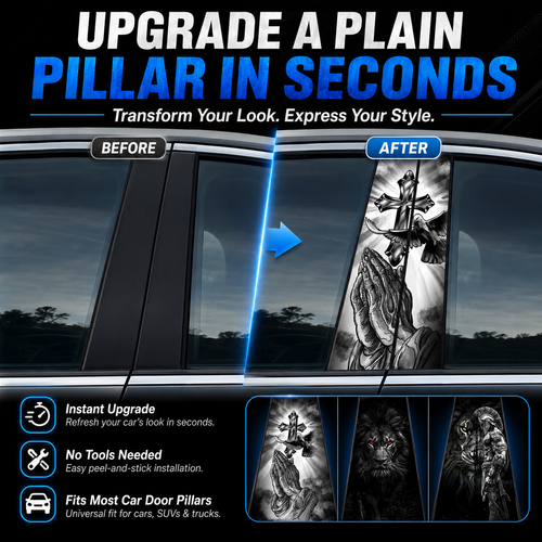 Car B-Pillar Sticker Window Trim Decal, Anti-Scratch Center Pillar Protective Film for Car Door and Window Post Decoration, Multiple Printed Designs, COD Free Shipping and Pay on Delivery
