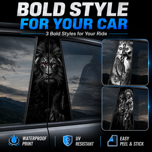Car B-Pillar Sticker Window Trim Decal, Anti-Scratch Center Pillar Protective Film for Car Door and Window Post Decoration, Multiple Printed Designs, COD Free Shipping and Pay on Delivery