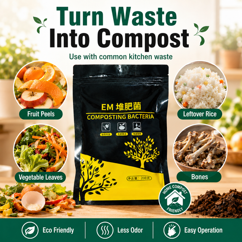 Buy 1 Get 5 200g EM Composting Bacteria, Kitchen Waste Fermentation Starter and Compost Accelerator for Food Scraps, Fruit Peels, Vegetable Waste and Home Compost Bins, COD Free Shipping and Pay on Delivery