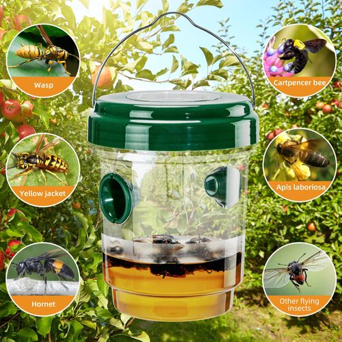 3 Pieces Solar Energy Wasp Trap, Weather Resistant Outdoor Insect Catcher Effectively Traps Wasps, Hornets, Carpenter Bees And Other Flying Pests For Yard Garden Pest Control