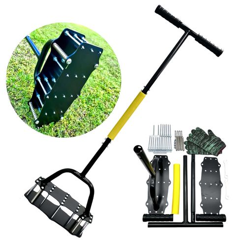 Heavy Duty Spring Loaded Manual Lawn Aerator, Steel Spike Soil Loosening Punch Tool, Replacement For Lawn Aeration Sandals, Improve Soil Breathability Boost Grass Root Growth For Yard Garden Turf Care