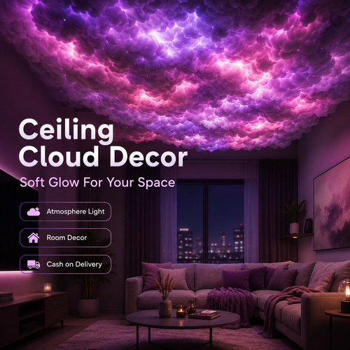 New DIY 3D Thundercloud LED Atmosphere Light Kit, Color Changing Cotton Lightning Cloud Night Light, Sound Activated Ambient Lighting Decoration for Gaming Room Garage Bar DJ Party Restaurant Interior Decor