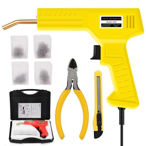 Upgraded Hot Stapler Plastic Welder Repair Kit with Four Kinds of Staples and Pure Copper Transformer, Fast Heating Plastic Welding Gun Set for Car Bumper and Various Plastic Crack Restoration