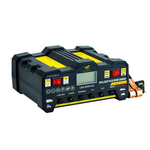 12V 24V Smart Pulse Repair Battery Charger, High Power Fast Automatic Charger for Car and Motorcycle Lead Acid Batteries with Desulfation Repair Function