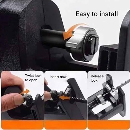 Multifunctional Reciprocating Saw Adapter Turning Electric Drill into Jig Saw, Ergonomic Handle Saw Converter Attachment with 3 Saw Blades for Wood and Metal Cutting Buy 1 Get 2
