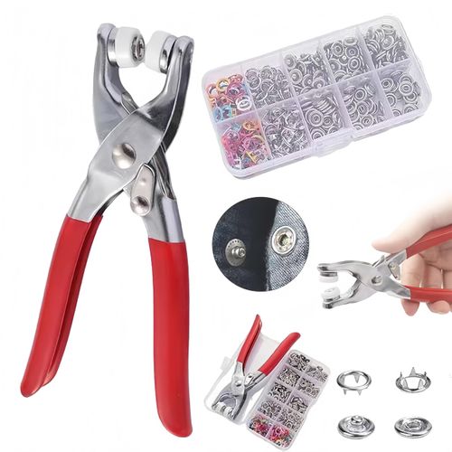 100PCS Metal Snap Buttons and Fastener Pliers Kit, Invisible Colored Metal Buckle Hand Press Pliers Sewing Button Installation Tool Set for Clothing Repair and DIY Sewing Buy 1 Get 2