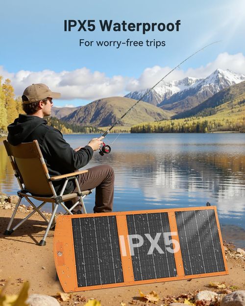 12 Watt Portable Foldable Solar Panel Charger with USB A and USB C Fast Charging Ports, IPX5 Waterproof Solar Charger Compatible with iPhone iPad Samsung Power Banks for Camping Hiking Outdoor Activities