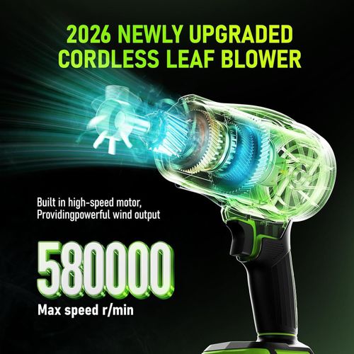 New Version 2.0 Cordless Handheld Turbo Jet Blower with Carry Case, Ultra Lightweight 1000g High Power 1200 Cfm Airflow Dual Battery Leaf Snow Blower for Car Lawn Garage Cleaning and Snow Removal