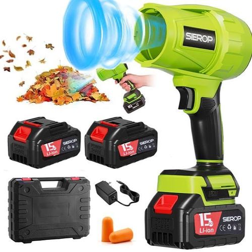New Version 2.0 Cordless Handheld Turbo Jet Blower with Carry Case, Ultra Lightweight 1000g High Power 1200 Cfm Airflow Dual Battery Leaf Snow Blower for Car Lawn Garage Cleaning and Snow Removal