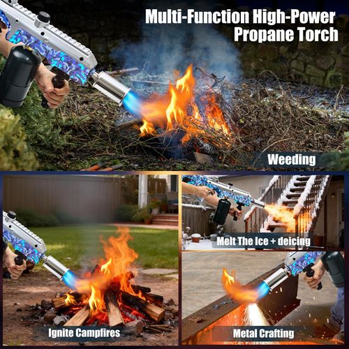 High Power Adjustable Flame Propane Torch, Multi-Use Kitchen Blow Torch for Steak Searing, Barbecue, Gas Welding, Weed Burning and Campfire Ignition