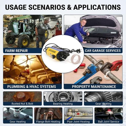 1000W 220V Handheld Magnetic Induction Heater Kit, Flameless Rusty Bolt & Screw Removal Tool with 8 Coils and Storage Case for Automotive Repair Work