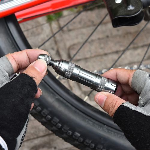 Portable Bike Tubeless Tire Puncture Repair Kit, Flat Tyre Quick Fix Tool Set with Sealant, Plugs and Inflator for Road Bike Wheel Emergency Maintenance